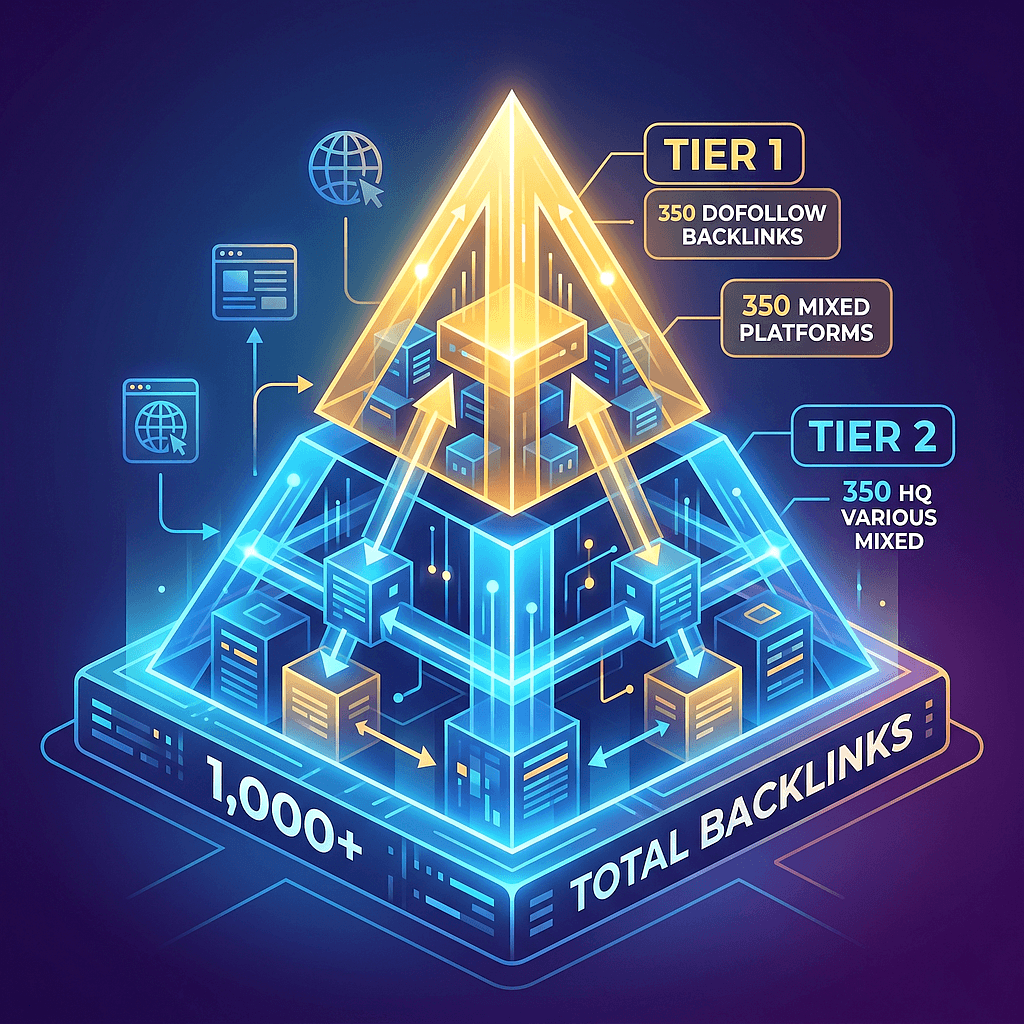 2 Tier Links Pyramid – 1,000 Backlinks