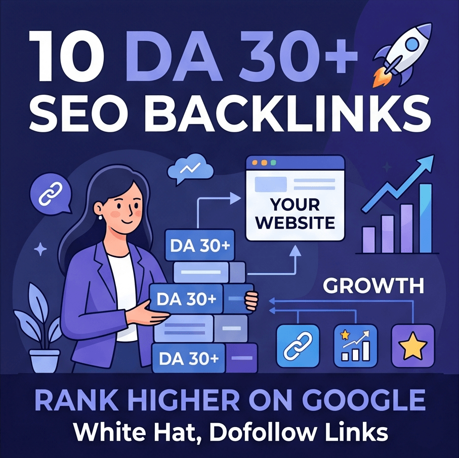 10 Domain Authority DA 30+ Backlinks
