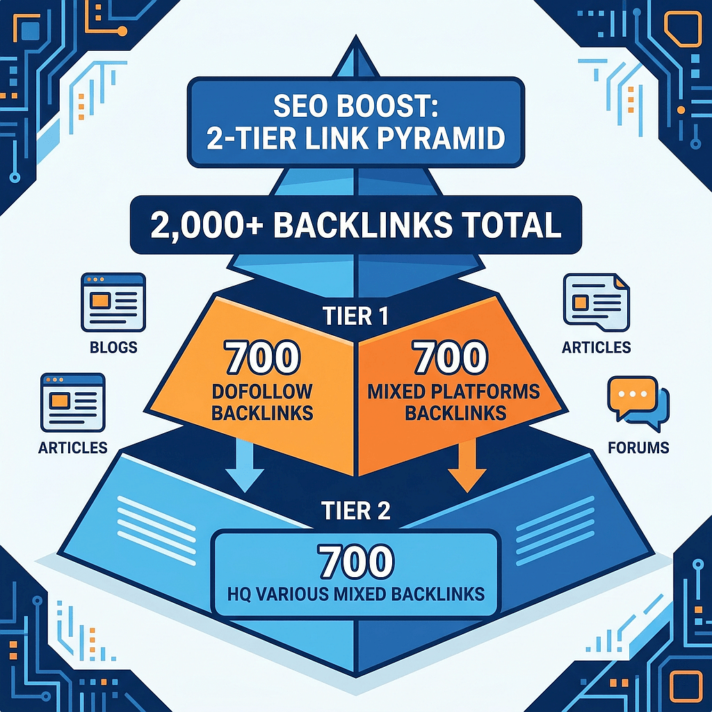 2 Tier Links Pyramid – 2,000 Backlinks