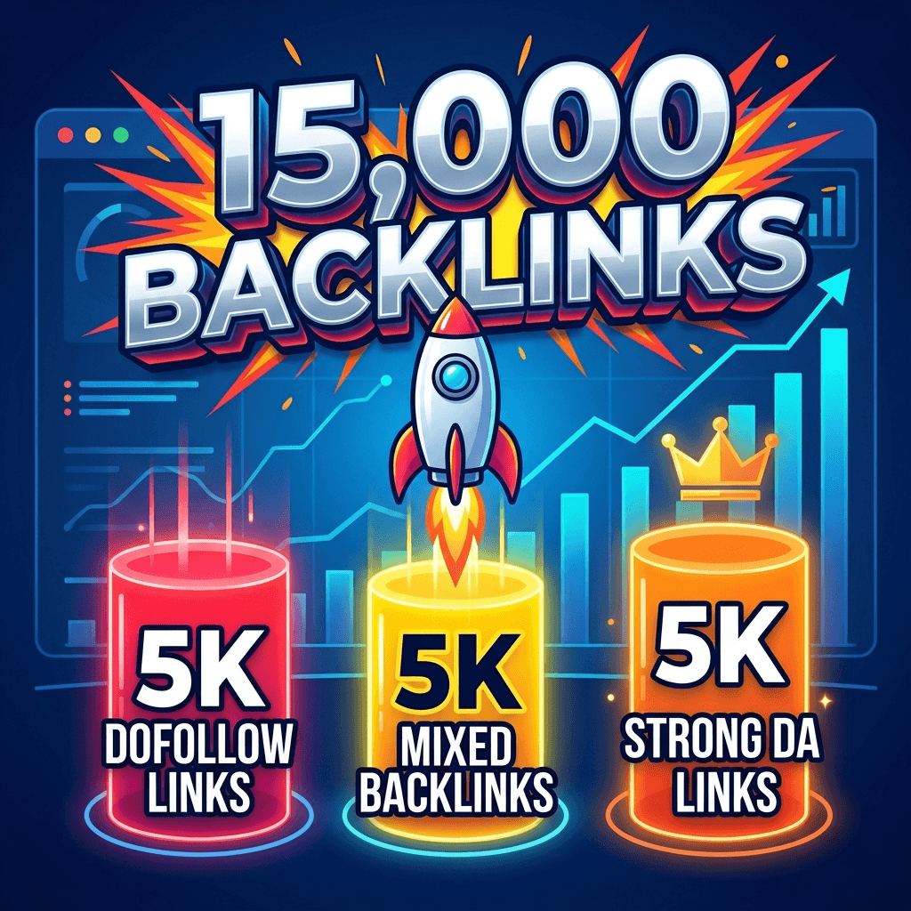 5k Dofollow links + 5k Mixed backlinks + 5k Strong DA links