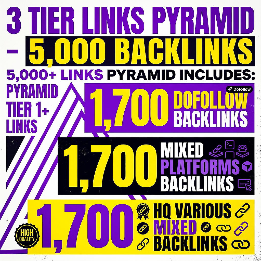 3 Tier Links Pyramid – 5,000 Backlinks