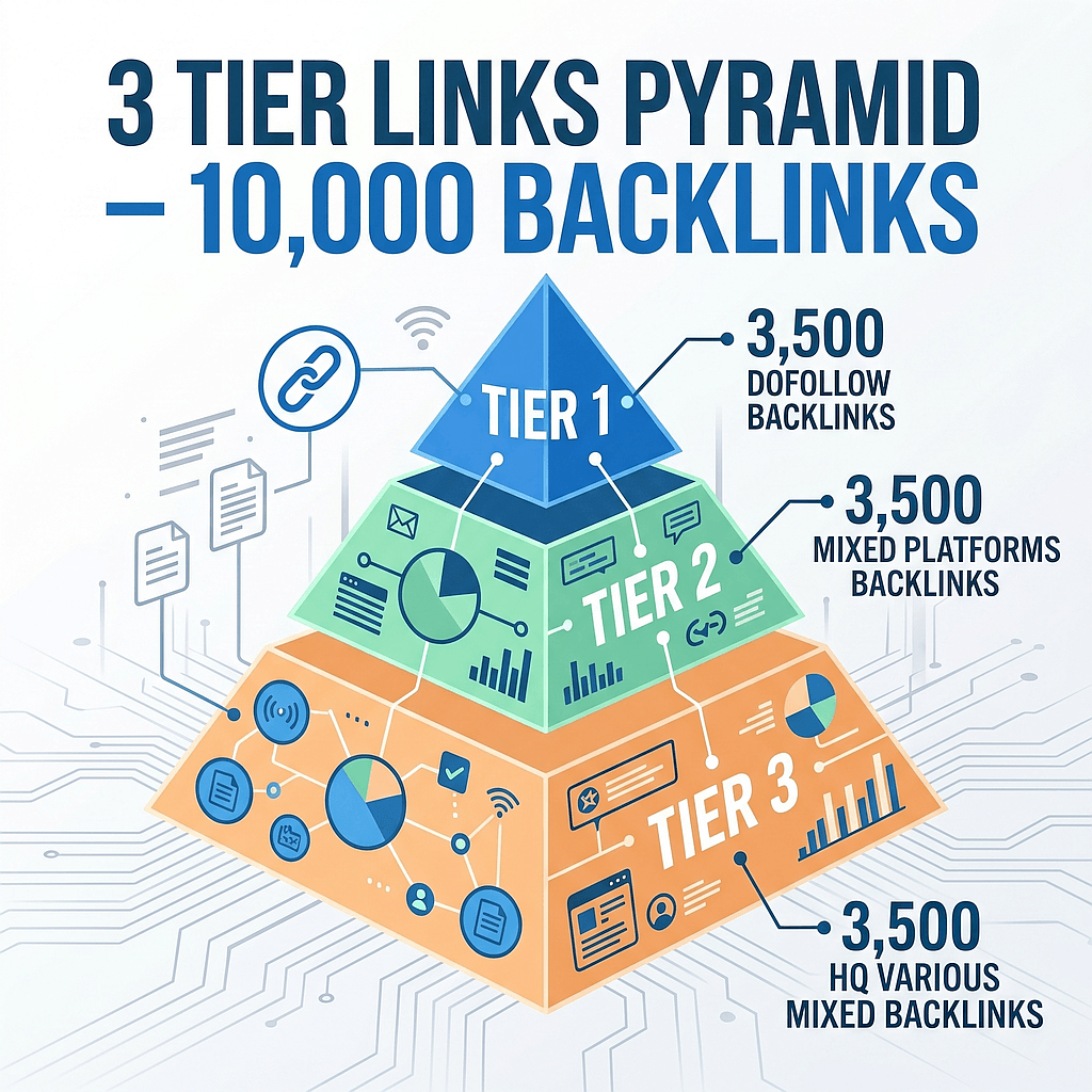 3 Tier Links Pyramid – 10,000 Backlinks